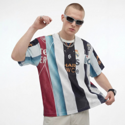 Streetwear Digital Printed Retro Loose Breathable Polyester Football Jersey T Shirt 4Pcs